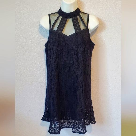 💚5/$25 Speechless Black Lace & Mesh Mini Cocktail Dress Size XS - Picture 1 of 6